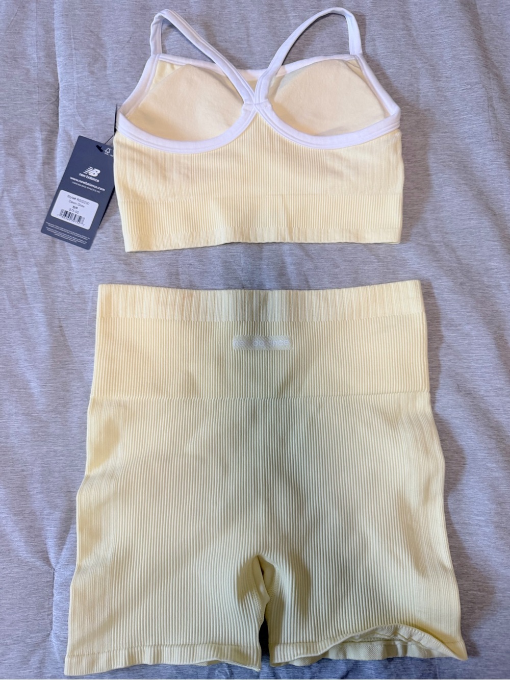 New Balance Pale Yellow Ribbed Sports Bra Set
